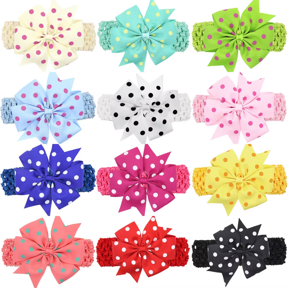 Baby Girl Headband Infant Hair Accessories Band Bows Headwear Dot Newborn Children Gift Toddlers Ribbon Newborn Cloth Bowknot