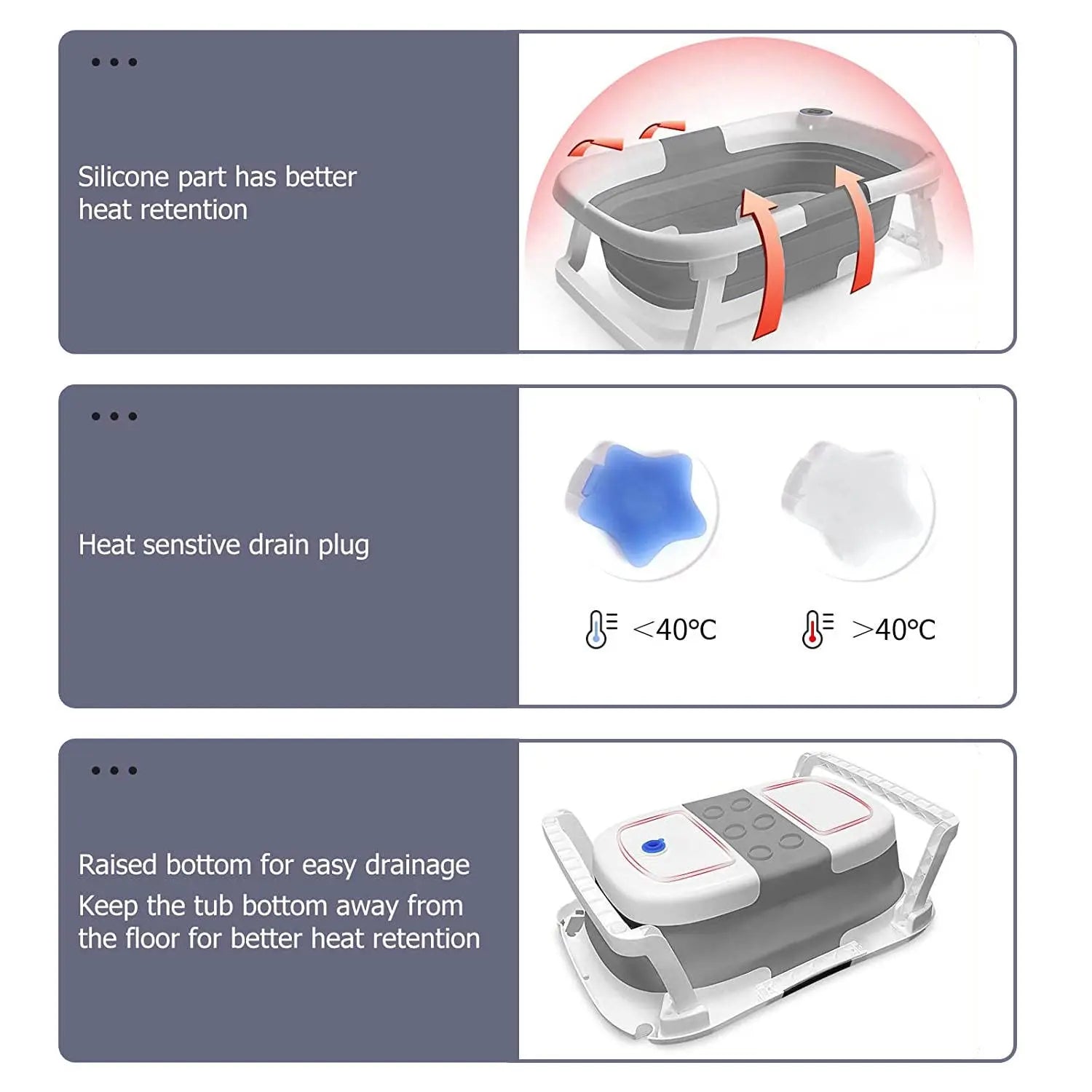 Eco-Friendly Baby Bath with Temperature Indicator,Foldable Baby Bathtub for Newborn Baby Bath Tub,Infant Bath Tub with Bath Mat