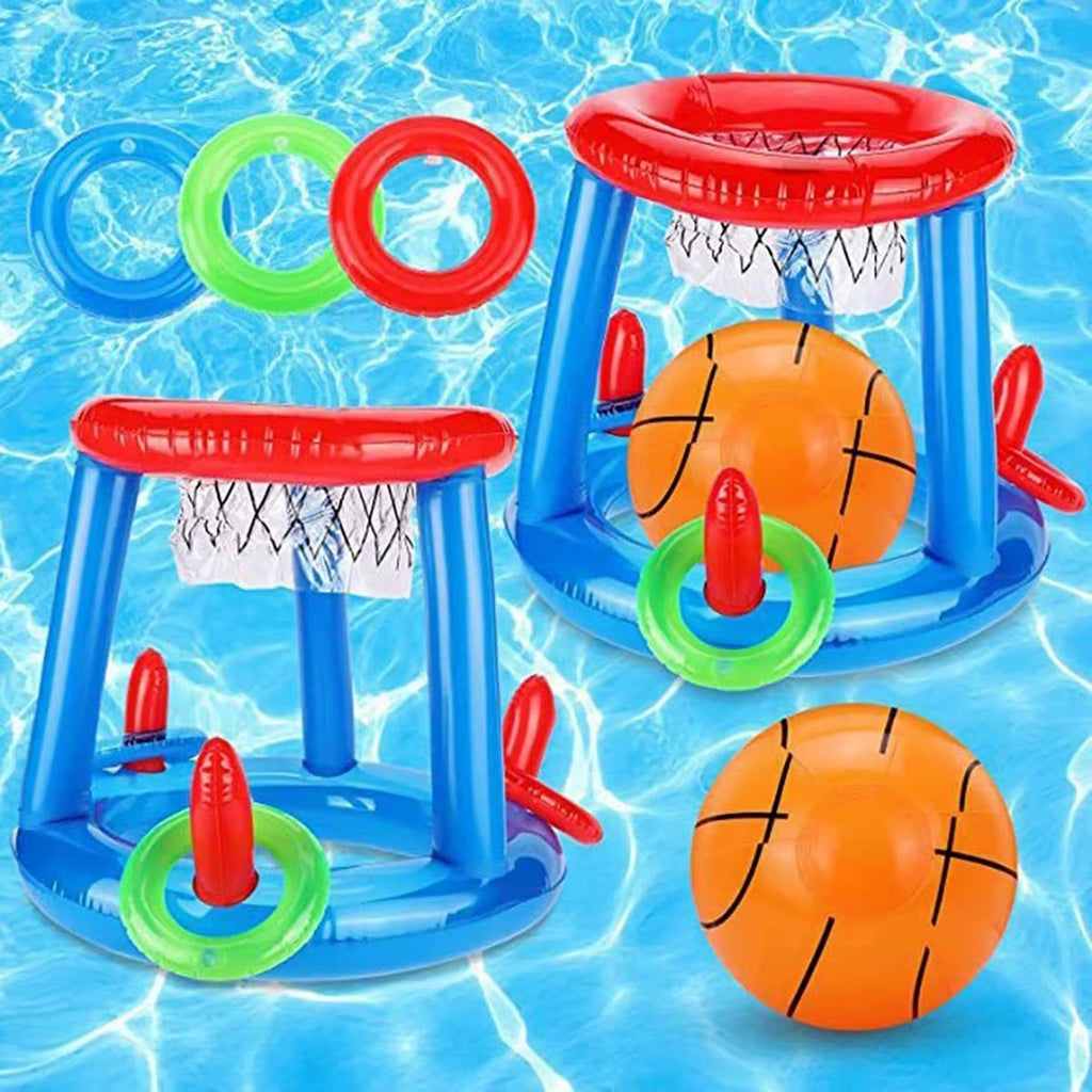 Inflatable Ring Throwing Ferrule Game Floating Basketball Hoop Interactive Water Sport Toy Party Favor Beach Fun Pool Accessory