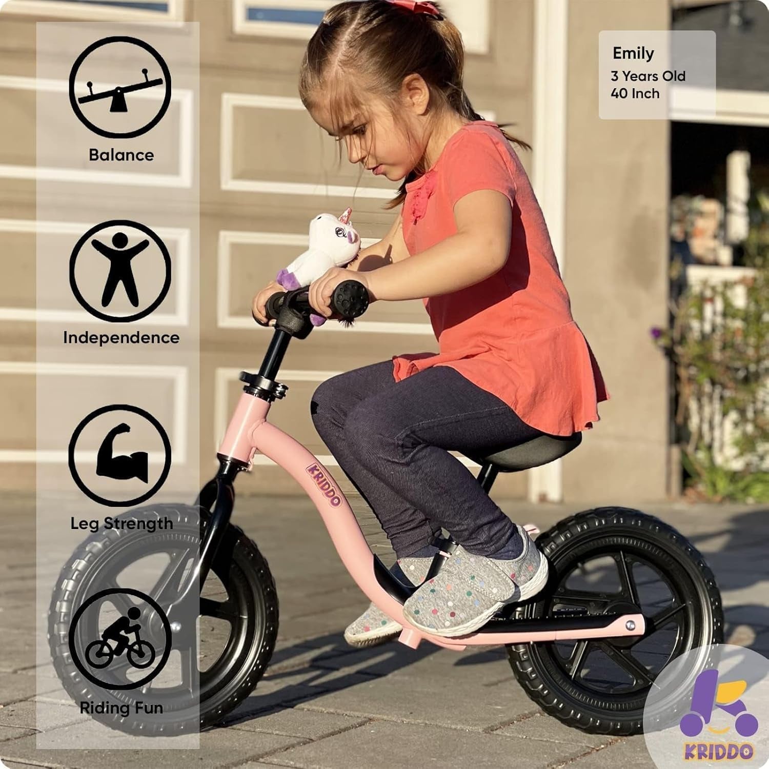 Toddler Balance Bike 2 Year Old, Age 24 Months to 5 Years Old, Early Learning Interactive Push Bicycle with Steady Balancing, Gift Bike for 2-5 Boys Girls, Pink