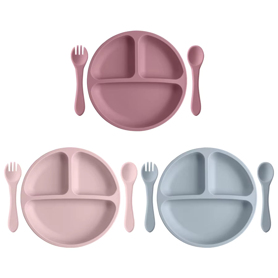 Lyttle Feast™ 3‑Piece Silicone Starter Set — Suction Plate, Bowl & Training Spoon