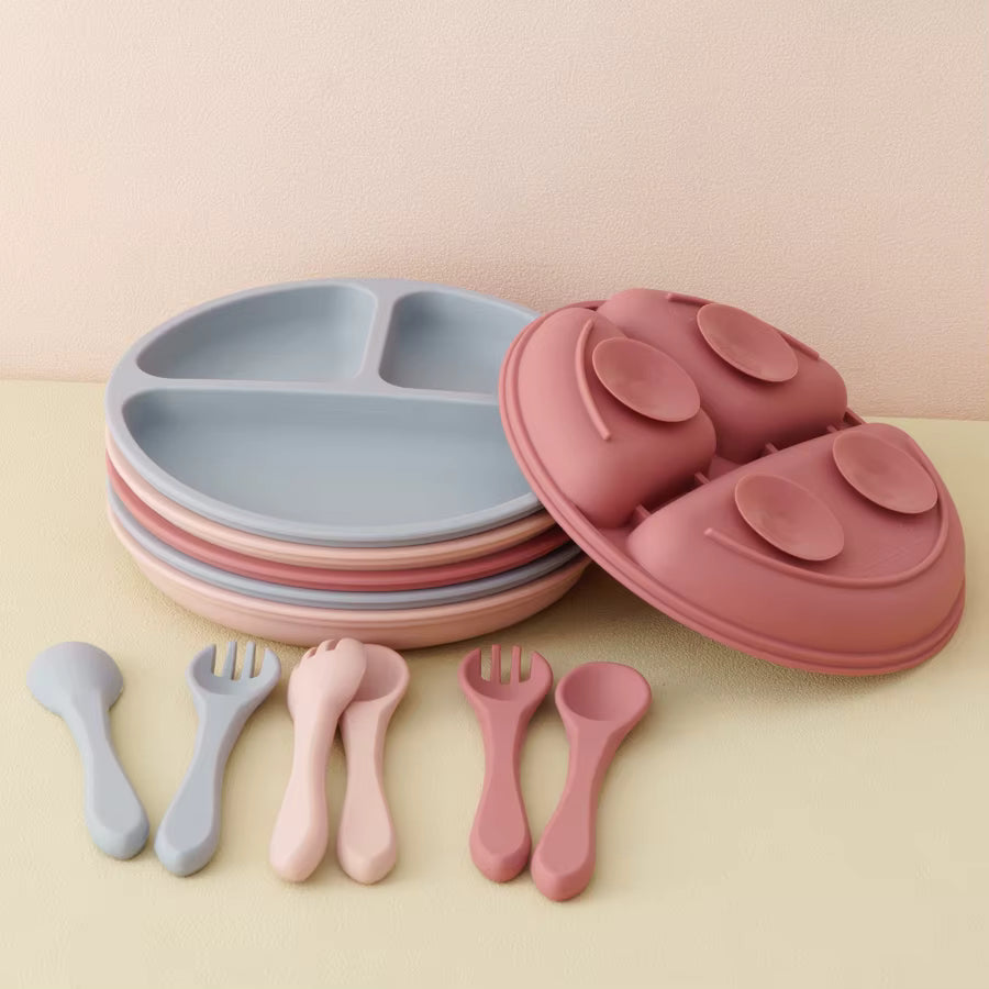 Lyttle Feast™ 3‑Piece Silicone Starter Set — Suction Plate, Bowl & Training Spoon