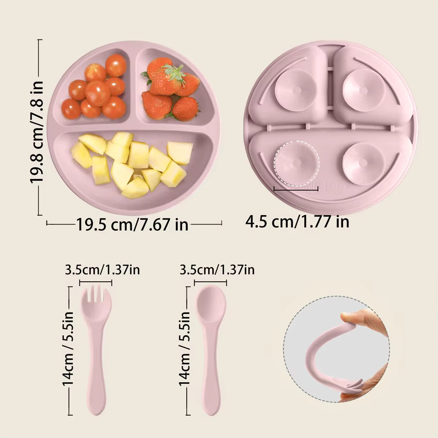 Lyttle Feast™ 3‑Piece Silicone Starter Set — Suction Plate, Bowl & Training Spoon
