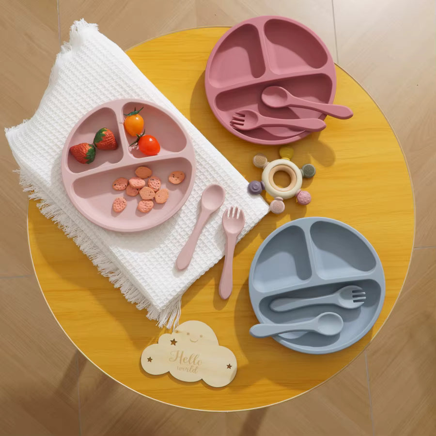Lyttle Feast™ 3‑Piece Silicone Starter Set — Suction Plate, Bowl & Training Spoon