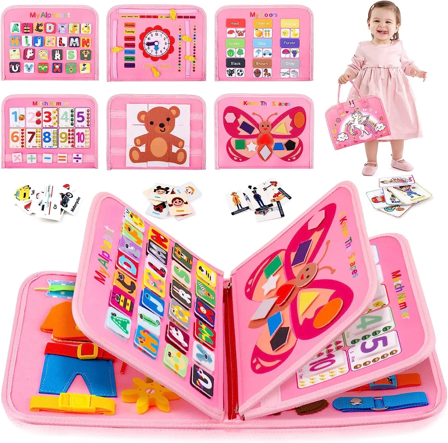 Busy Board Montessori Toys Preschool Educational Learning Activities Sensory Board Fine Motor Skills Toys Travel Kids Busy Book
