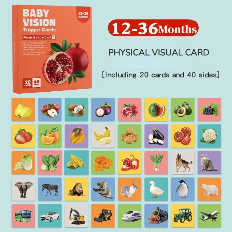 Montessori Baby Vision Stimulation Cards Black White High Contrast Card Stimulate Newborn Visual Early Educational Learning Toys