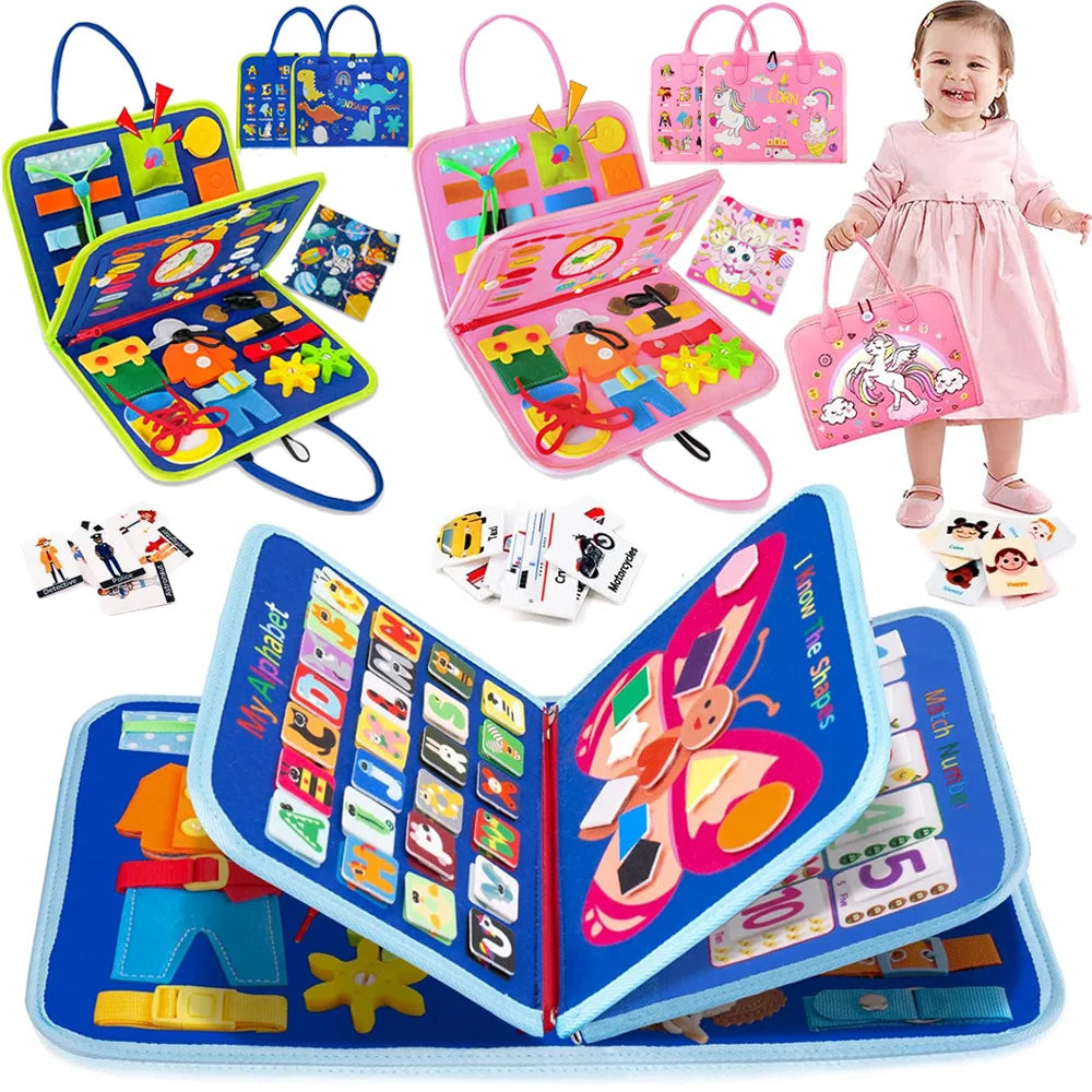 Busy Board Montessori Toys Preschool Educational Learning Activities Sensory Board Fine Motor Skills Toys Travel Kids Busy Book