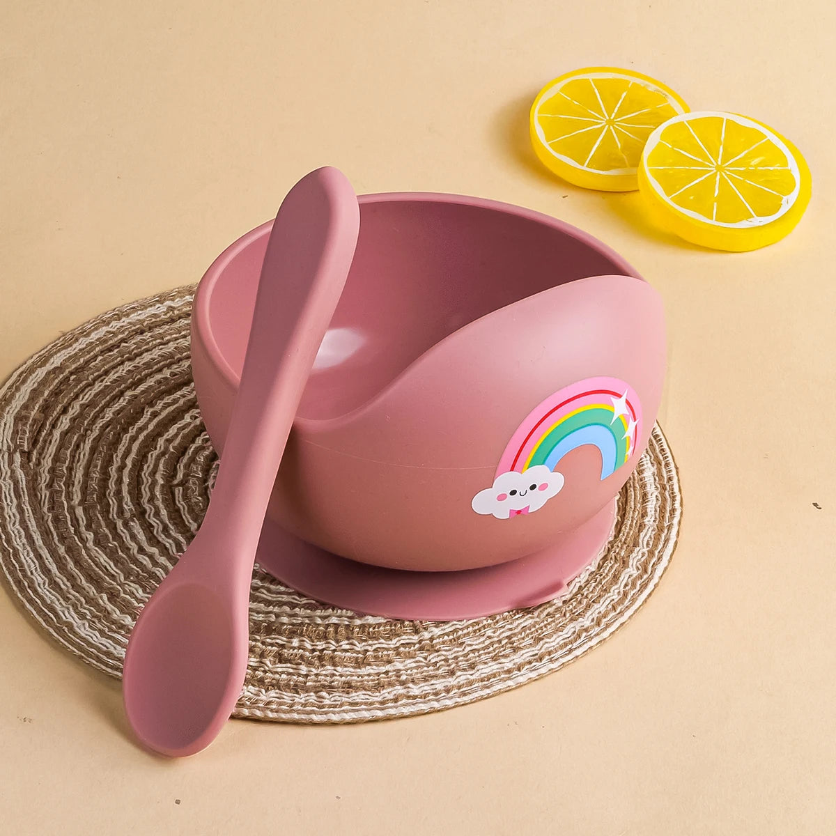 2Pcs/Set Silicone Baby Feeding Bowl Tableware for Kids Waterproof Suction Bowl with Spoon Children Dishes Kitchenware Baby Stuff