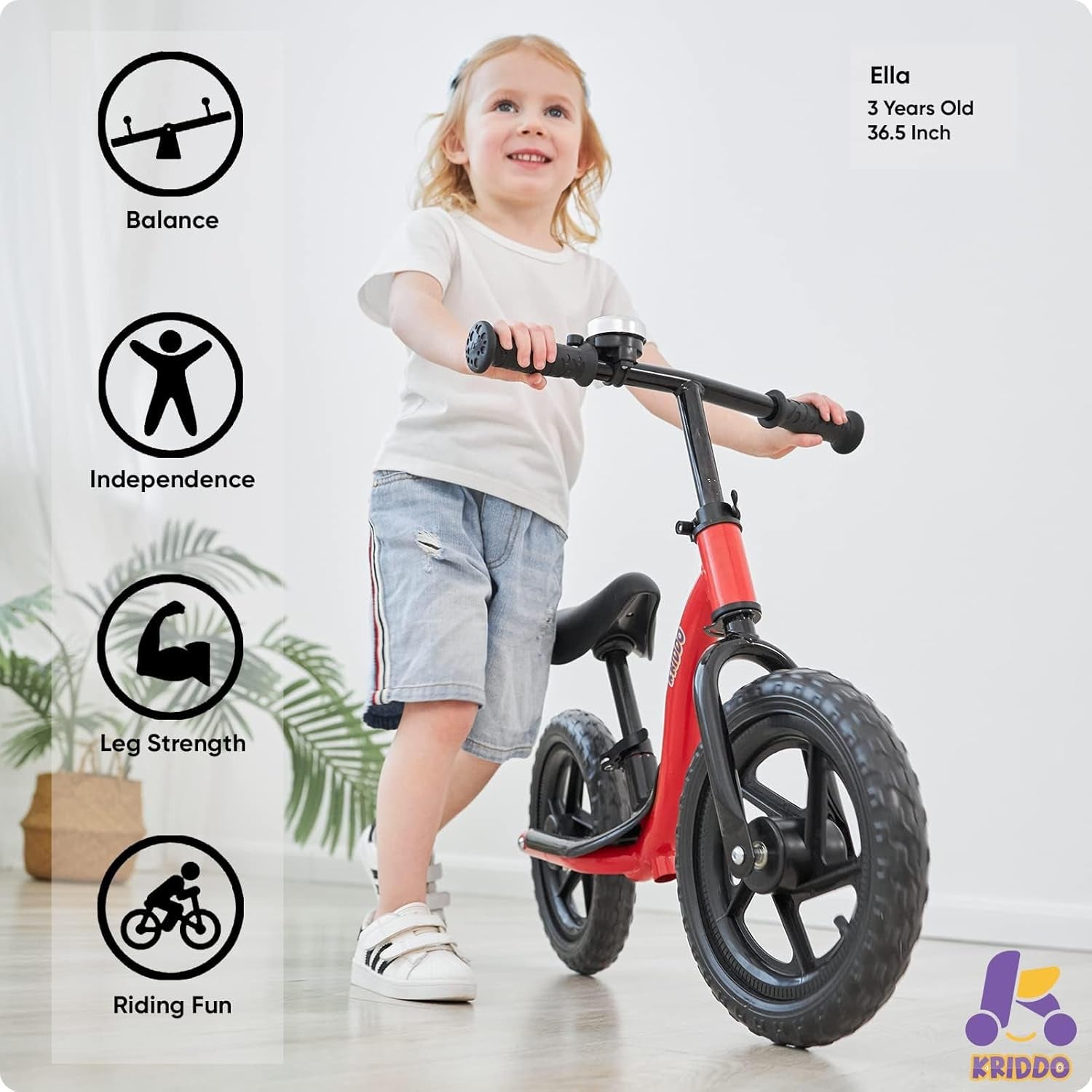 Toddler Balance Bike 2 Year Old, Age 24 Months to 5 Years Old, Early Learning Interactive Push Bicycle with Steady Balancing, Gift Bike for 2-5 Boys Girls, Red