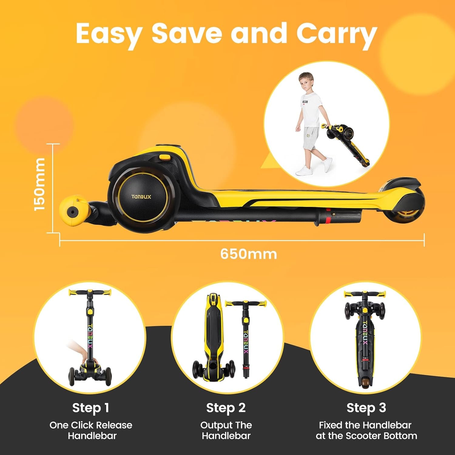 Kids Scooter for Age 3-12, Toddler Scooter with 4 Adjustable Heights, Light up 3-Wheels Scooter, Shock Absorption Design, Lean to Steer, Balance Training Scooter for Kids