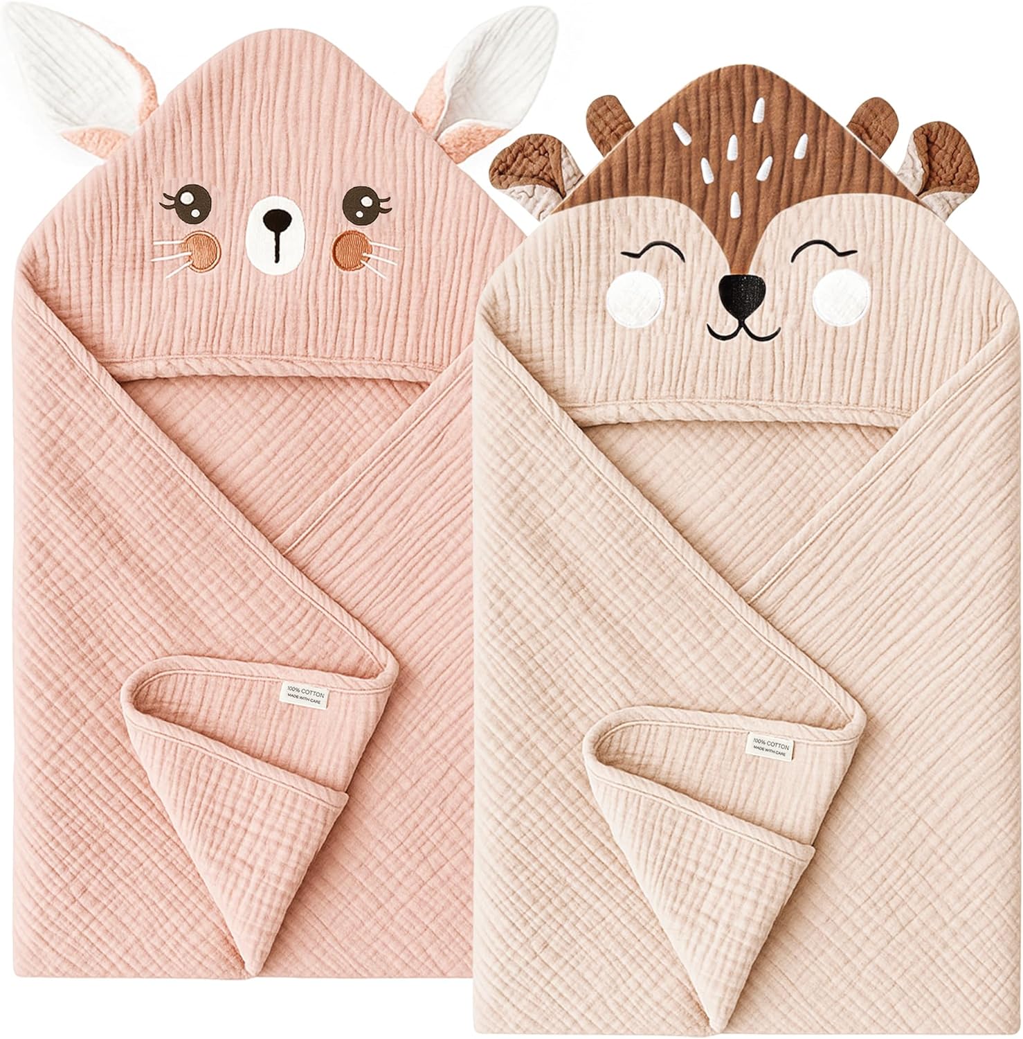 Muslin Hooded Baby Towels (2‑Pack) – Paris Picks