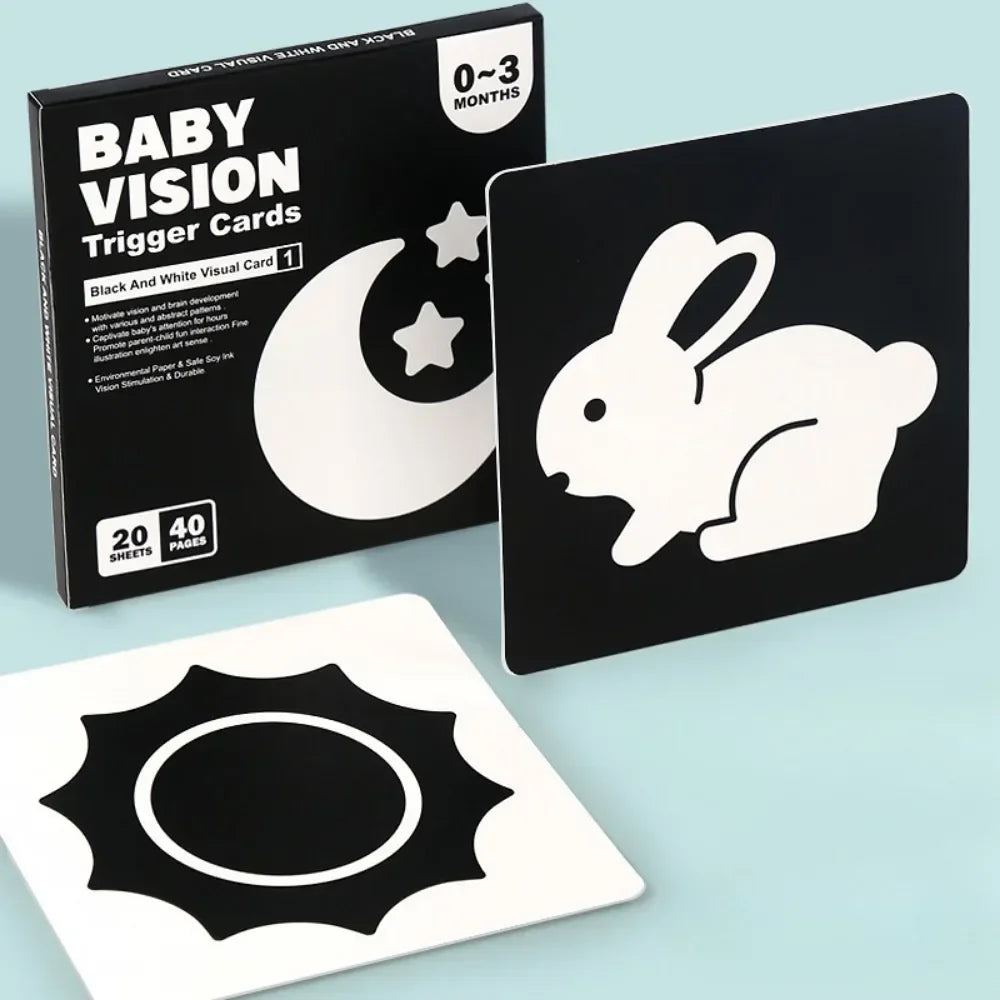 Montessori Baby Vision Stimulation Cards Black White High Contrast Card Stimulate Newborn Visual Early Educational Learning Toys