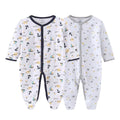 2 Pcs Unisex 0-12Months Cartoon Long Sleeve Baby Boys Girl Romper 100%Cotton Soft Newborn Jumpsuit Infant Clothes