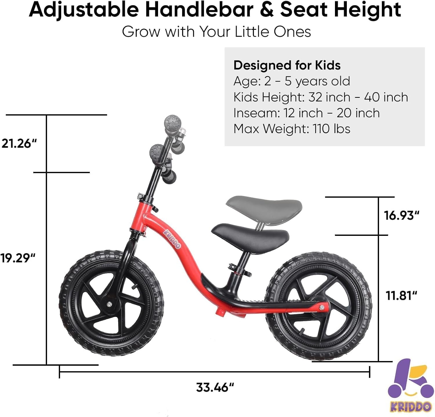 Toddler Balance Bike 2 Year Old, Age 24 Months to 5 Years Old, Early Learning Interactive Push Bicycle with Steady Balancing, Gift Bike for 2-5 Boys Girls, Red