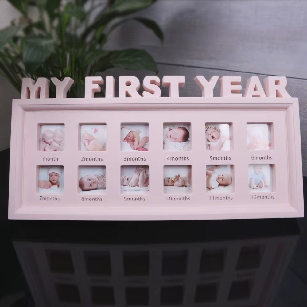 the First Year Baby Keepsake Picture Frame 0-12 Month Monthly Grownth Photo Frame Souvenirs Newborn Photography Props