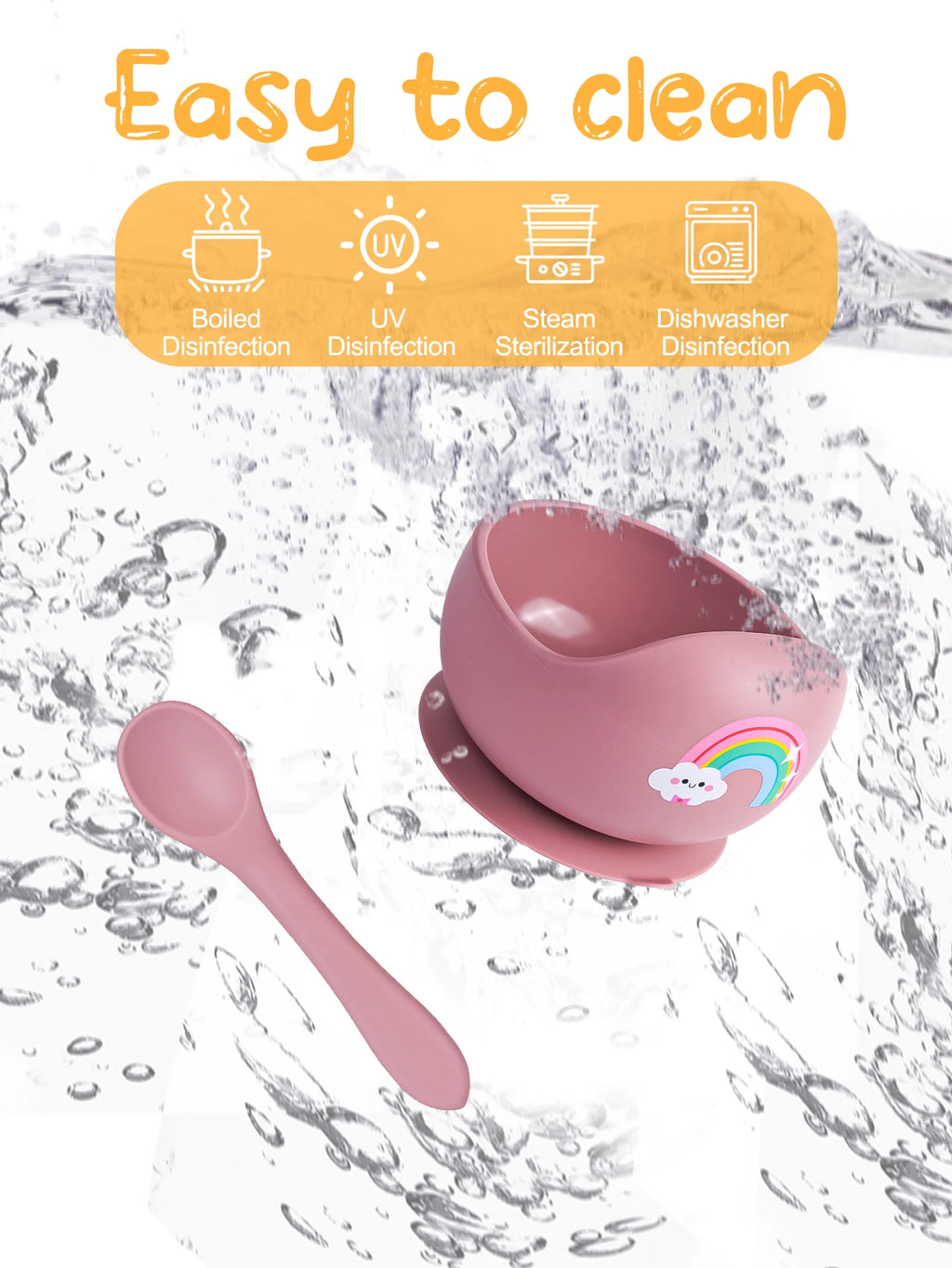 2Pcs/Set Silicone Baby Feeding Bowl Tableware for Kids Waterproof Suction Bowl with Spoon Children Dishes Kitchenware Baby Stuff
