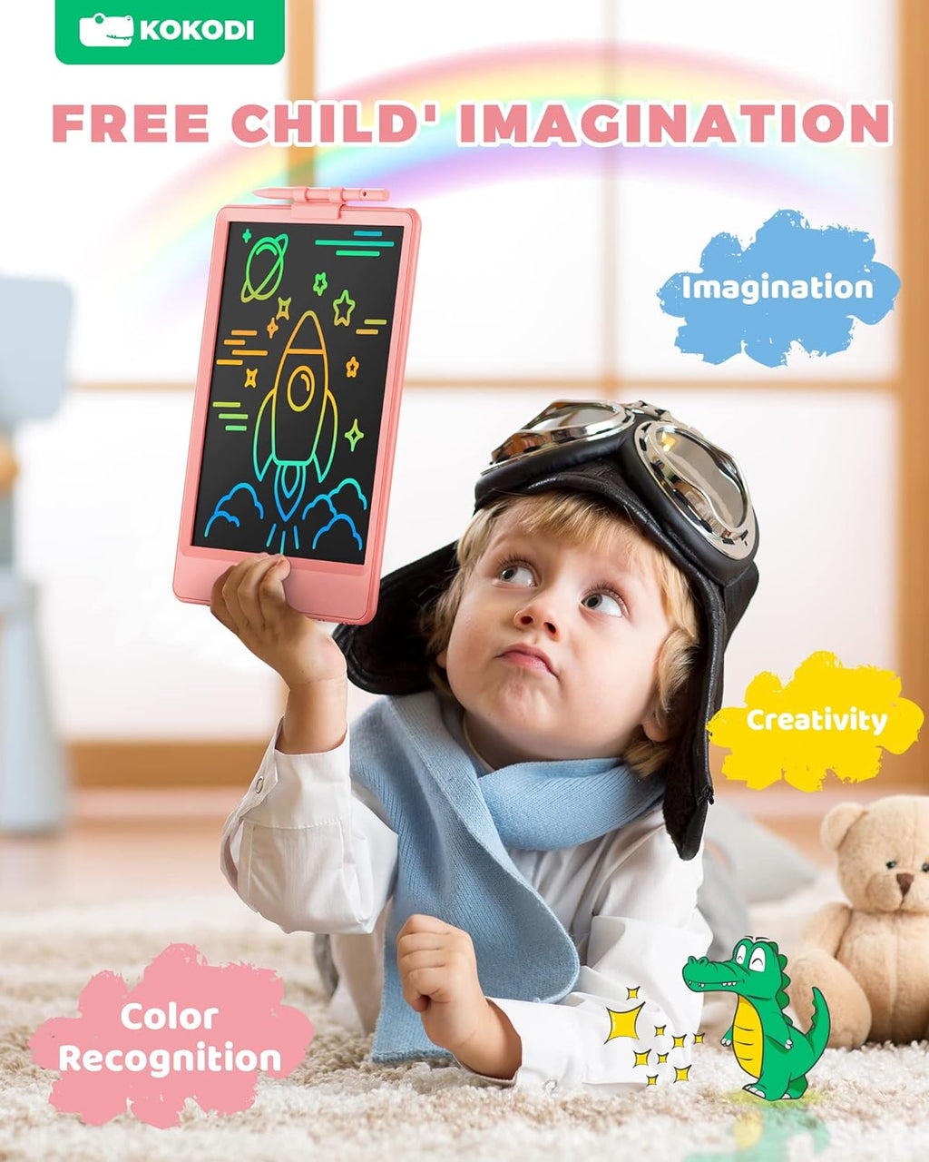 LCD Writing Tablet, 8.5 Inch Toddler Doodle Board Drawing Tablet, Erasable Reusable Electronic Drawing Pads, Educational and Learning Toy for 3-8 Years Old Boy and Girls (Pink)