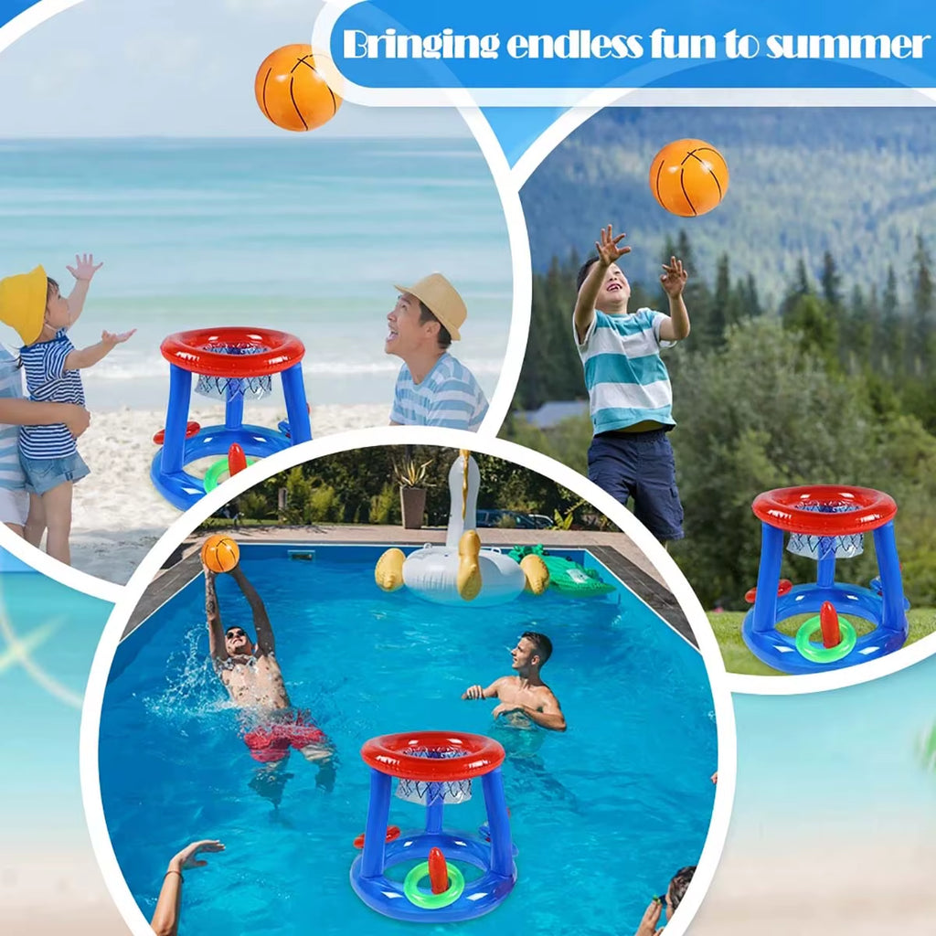 Inflatable Ring Throwing Ferrule Game Floating Basketball Hoop Interactive Water Sport Toy Party Favor Beach Fun Pool Accessory