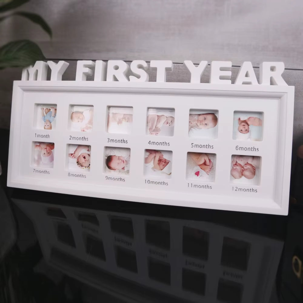 the First Year Baby Keepsake Picture Frame 0-12 Month Monthly Grownth Photo Frame Souvenirs Newborn Photography Props