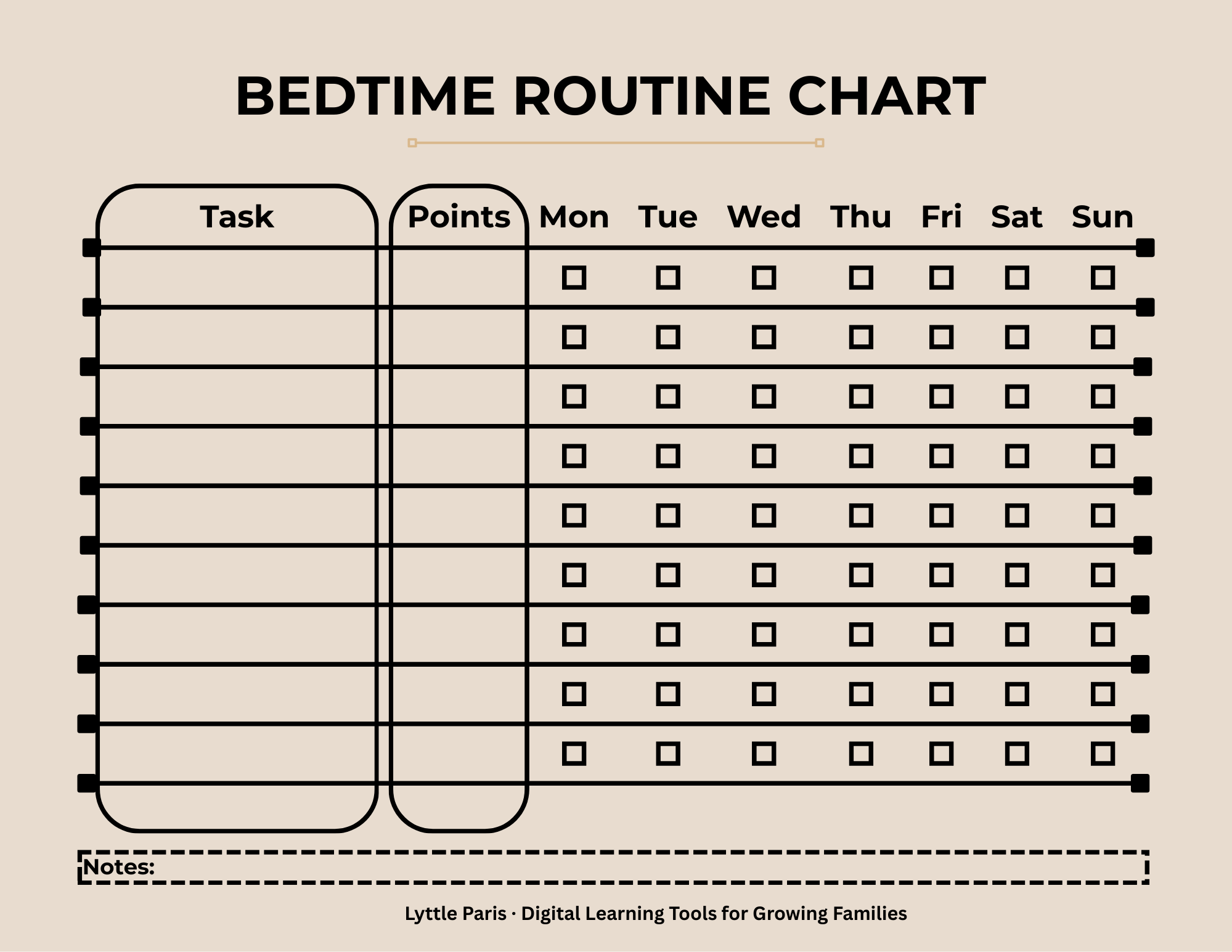 Bedtime Routine Chart