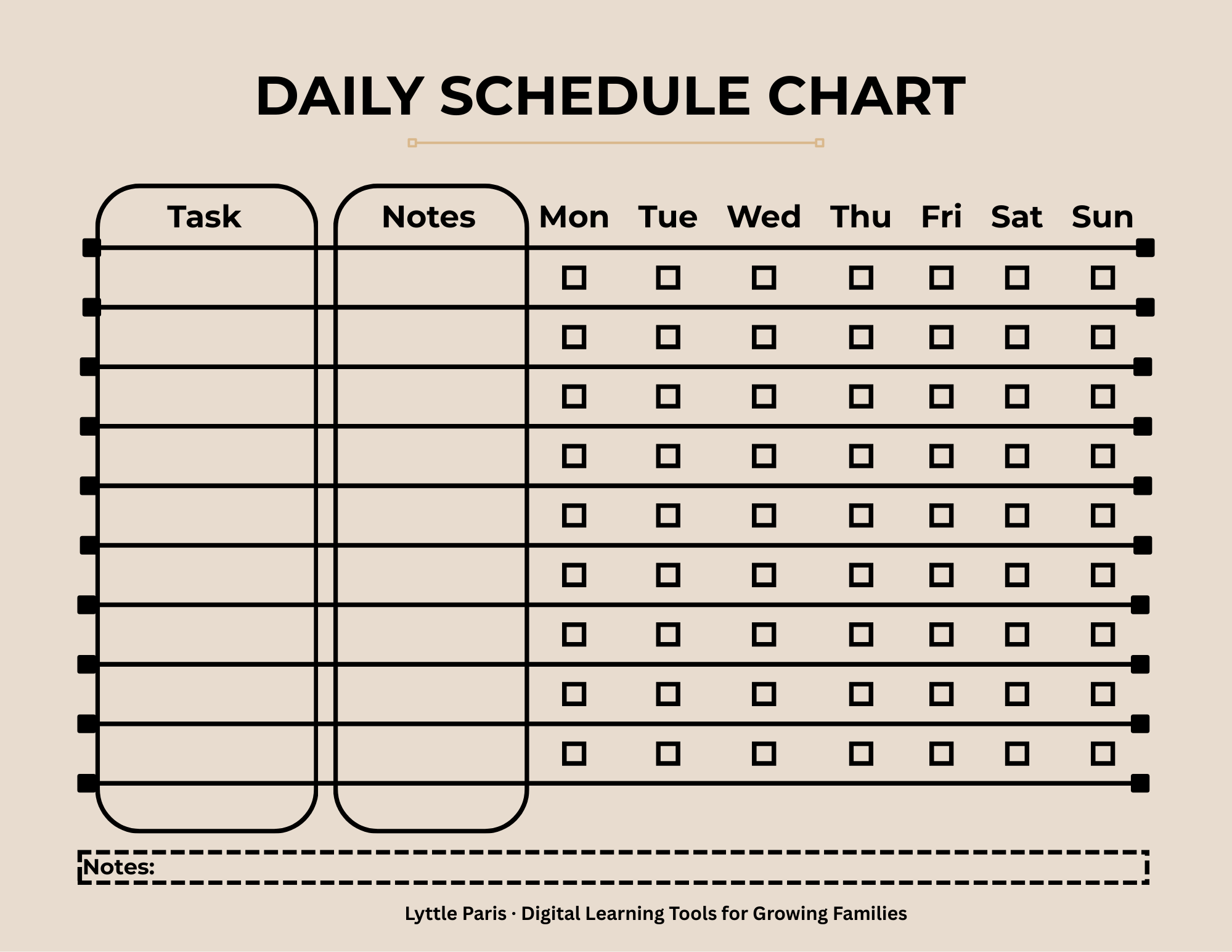 Daily Schedule Chart