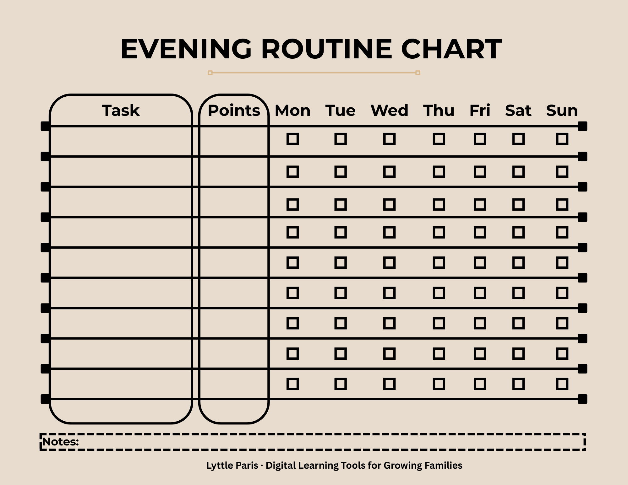 Evening Routine Chart