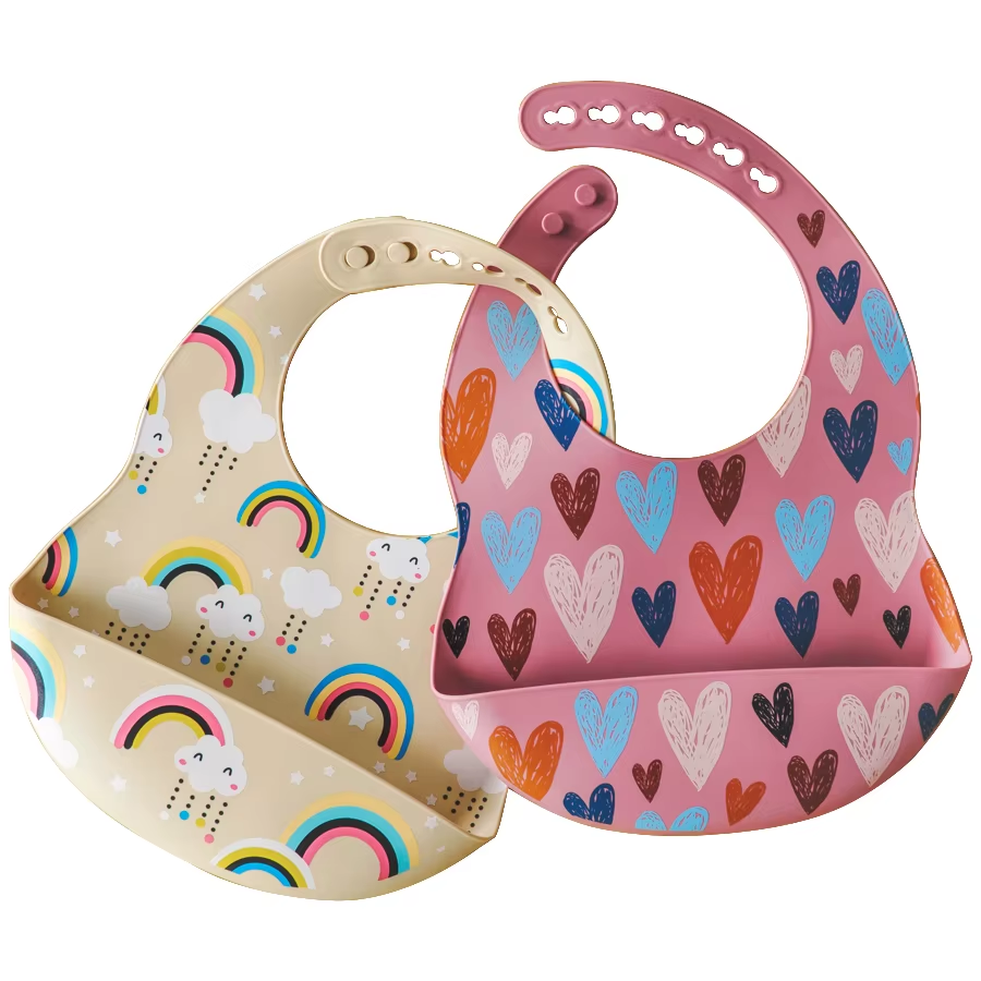 Lyttle Catch™ Waterproof Silicone Bib — Soft, Adjustable & Mess‑Friendly Design