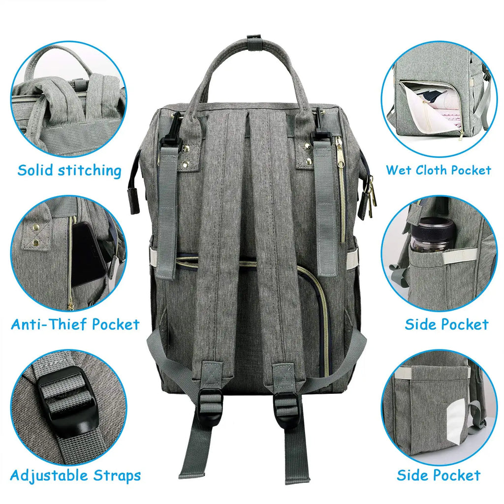 Lyttle Carry™ Waterproof Diaper Bag Backpack — Large‑Capacity, Organized & Travel‑Ready