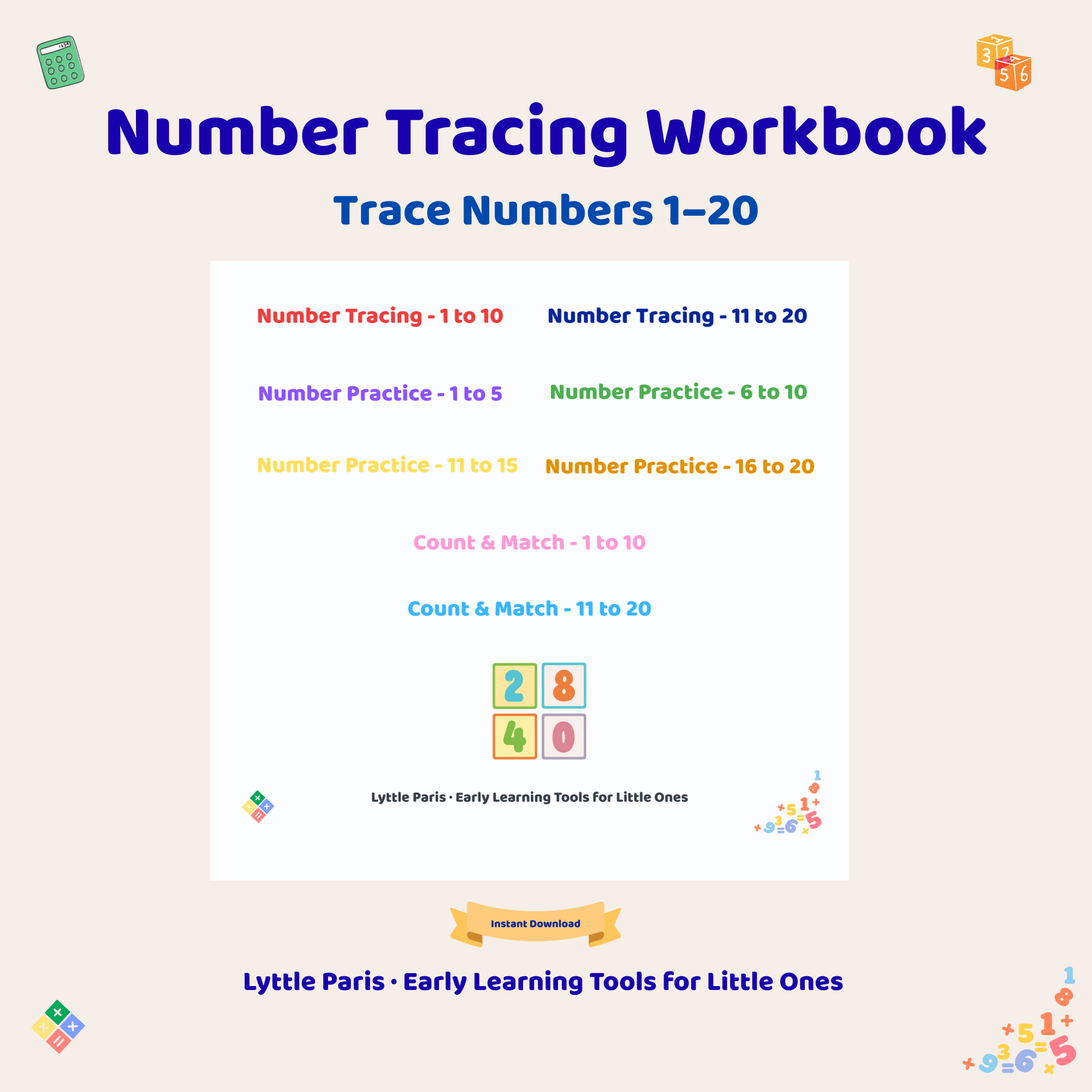 Number Tracing Workbook (1–20)