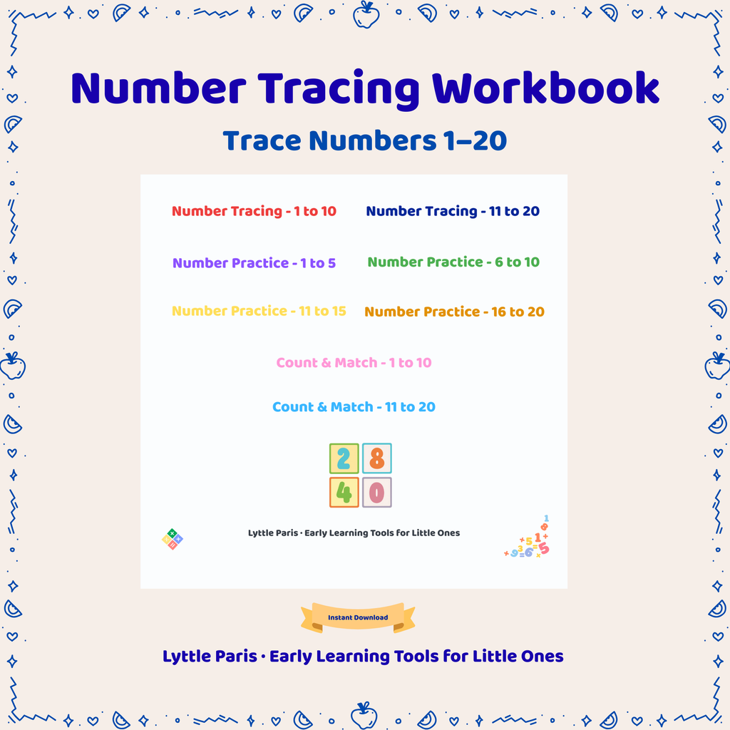 Lyttle Learn™ — Number Tracing Workbook (1–20)