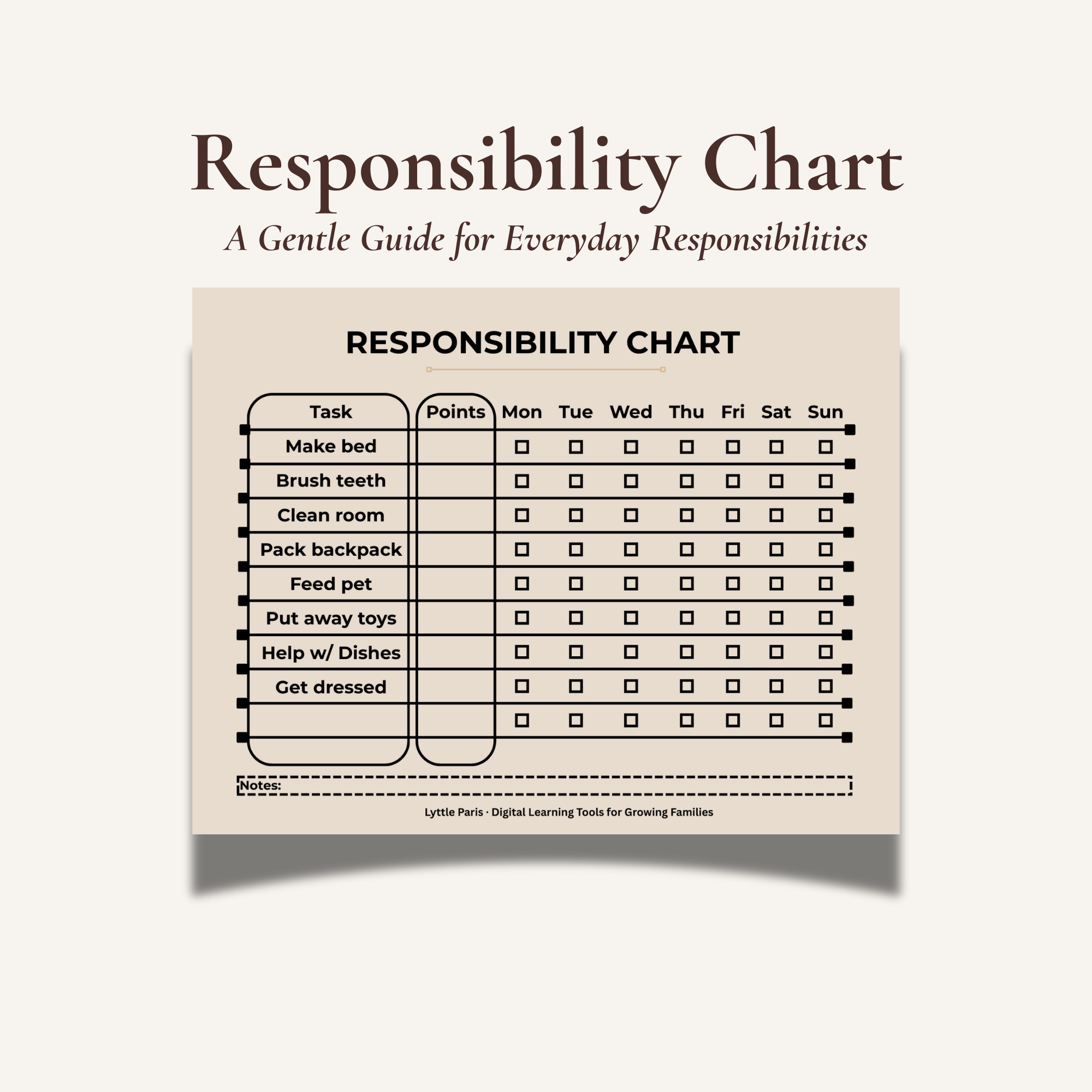 Responsibility Chart for Kids