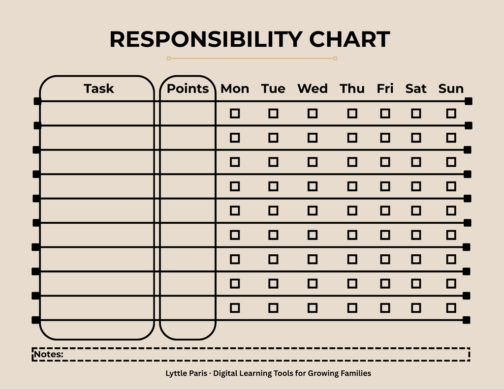 Responsibility Chart for Kids