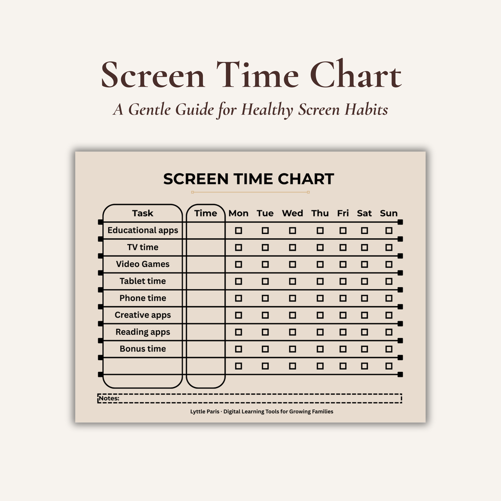 Screen Time Chart for Kids