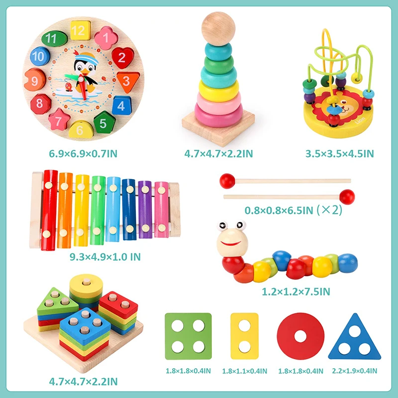 Lyttle Montessori™ Wooden Learning Set — 5–6 Piece Early Skills Development Toys