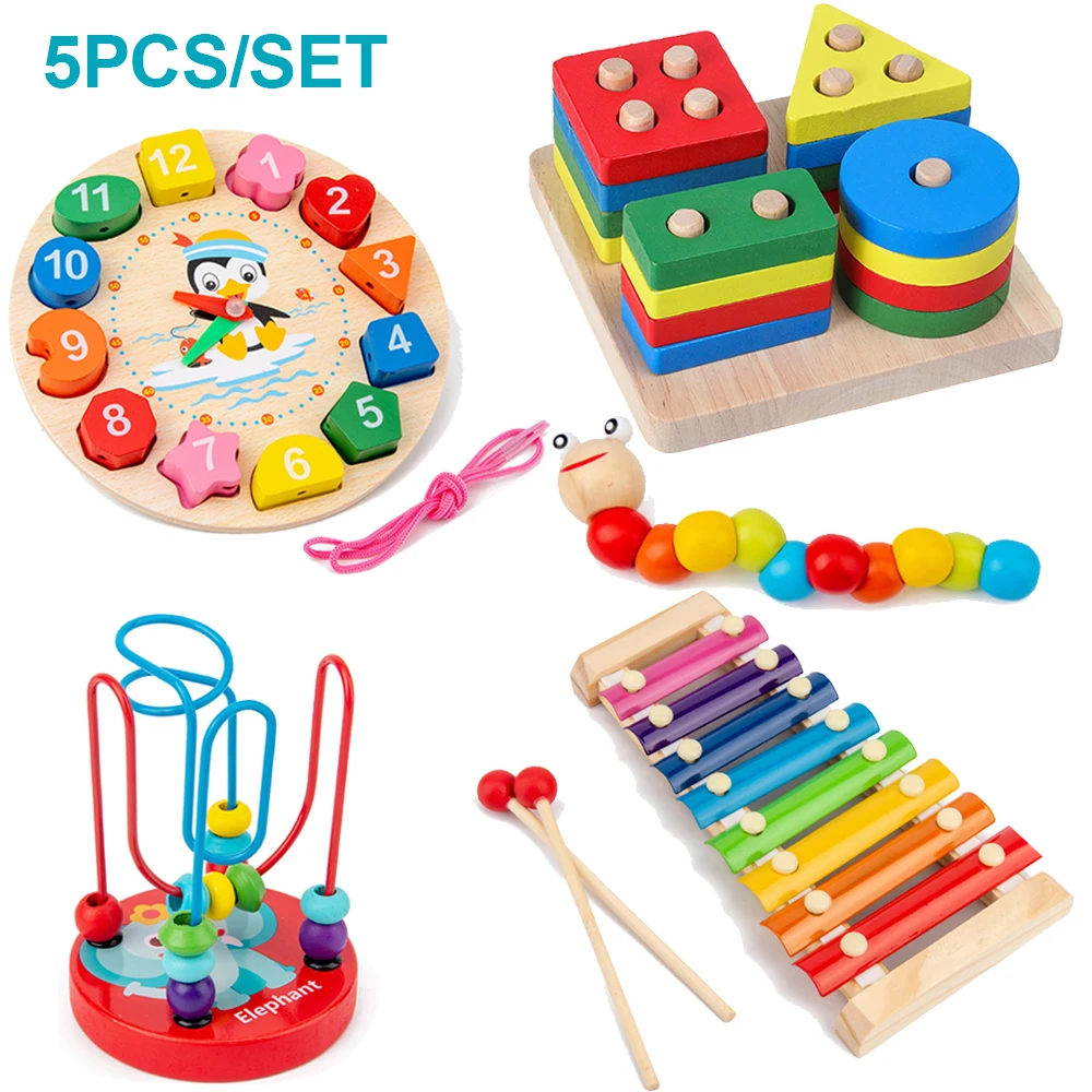 Lyttle Montessori™ Wooden Learning Set — 5–6 Piece Early Skills Development Toys