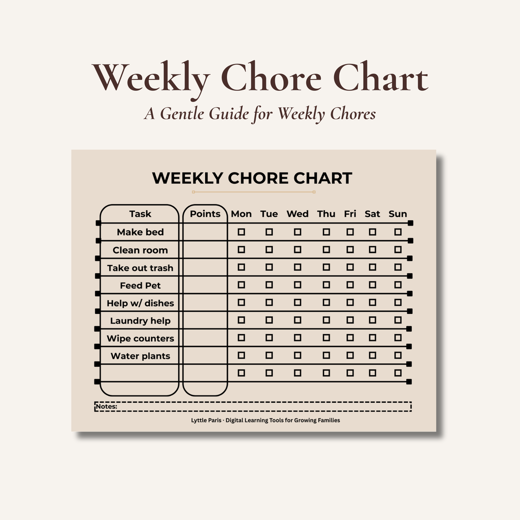 Weekly Chore Chart for Kids