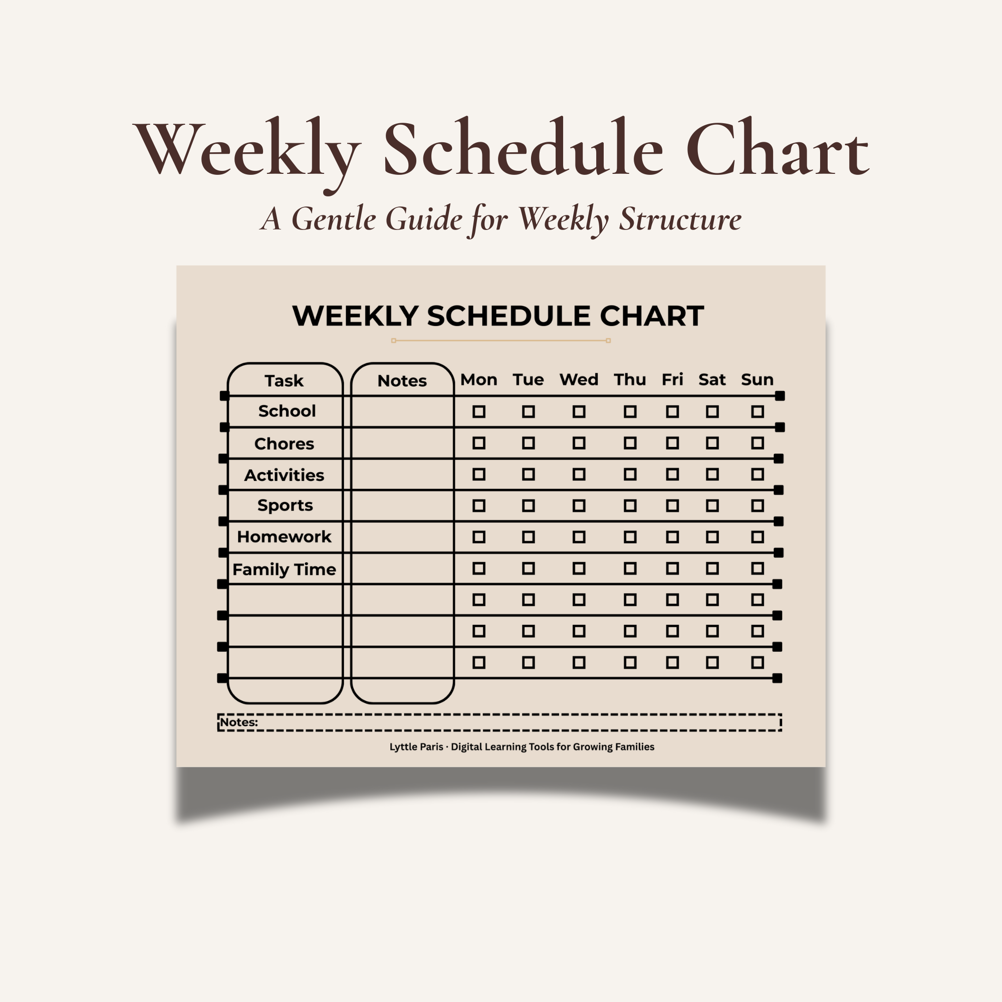 Weekly Schedule Chart