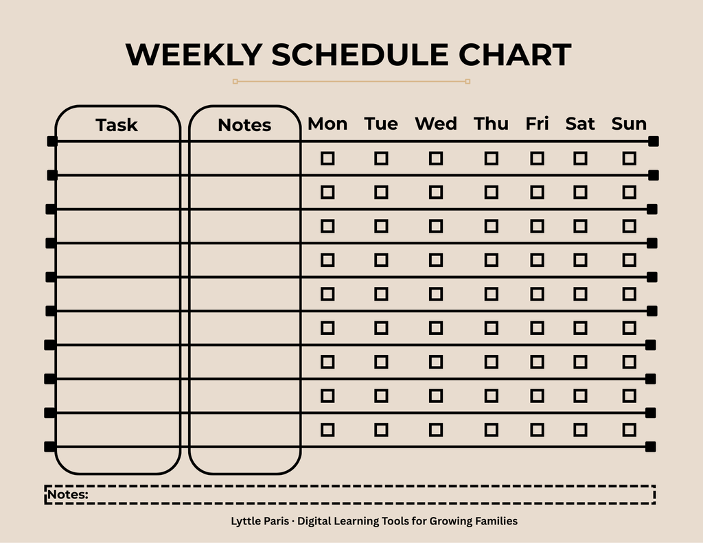 Weekly Schedule Chart