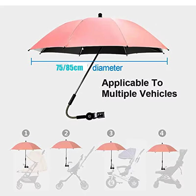 UV Protection Baby Stroller Umbrella with Clamp Universal Sunscree Rainproof Stroller Cover Umbrella Baby Stroller Accessories