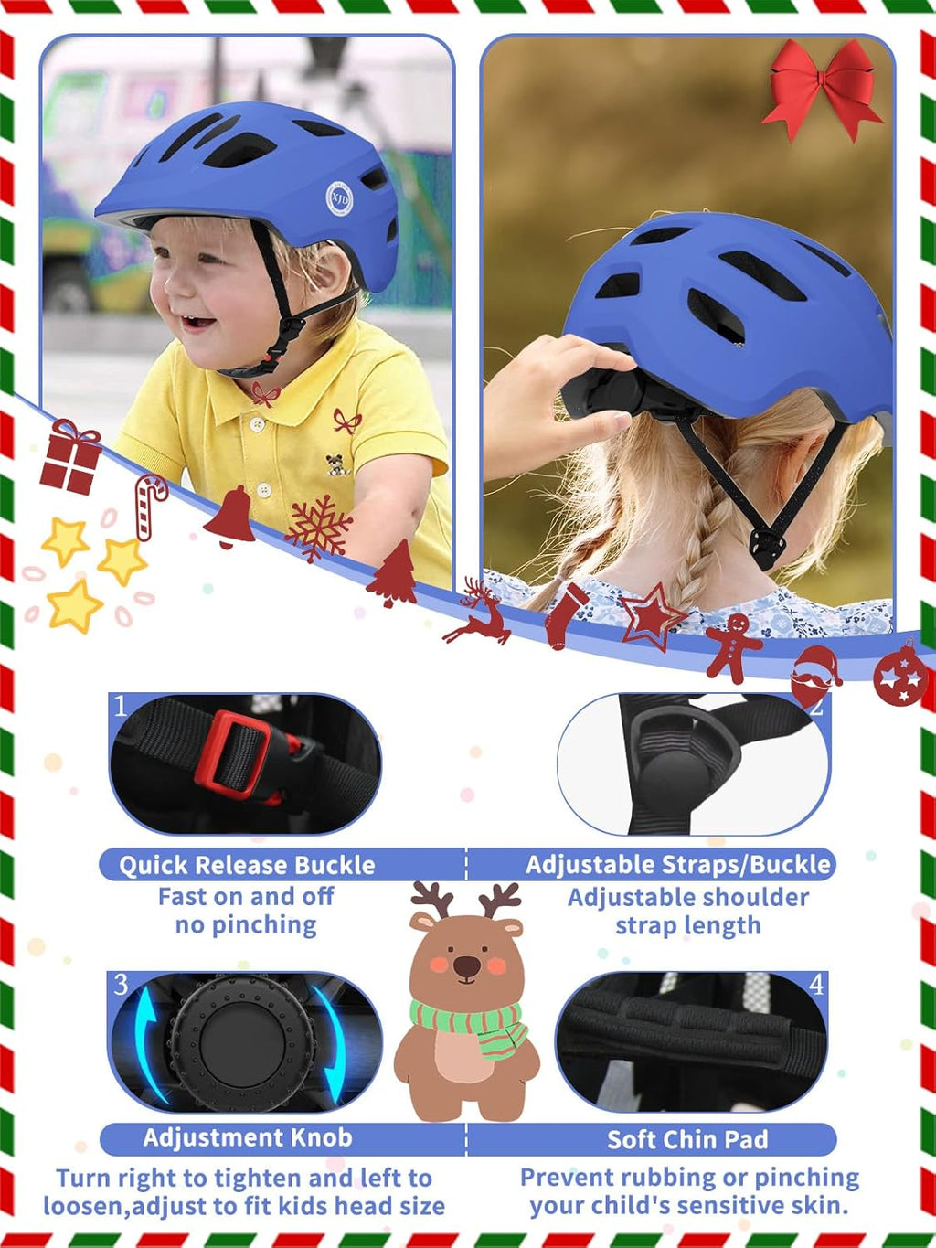 Toddler Helmet Kids Bike Helmet for Infant/Baby Multi-Sport Adjustable Skateboard for Kids Boys Girls Lightweight for Age 1 and Older