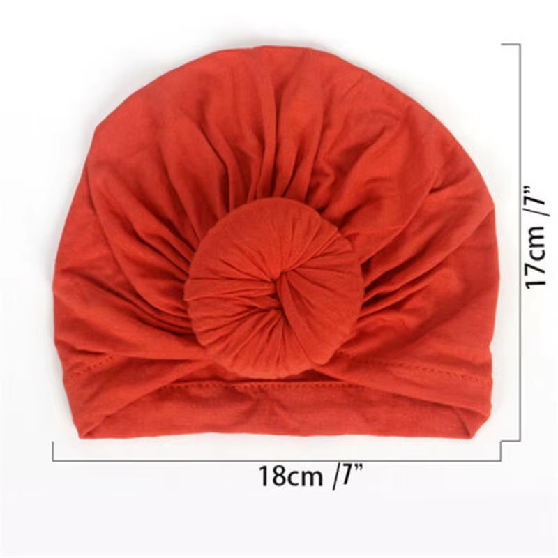 Unisex Baby Beanie Hat Pure Color High Elastic Bow Knot Soft Turban Head Wrap Headbands Baby Boys and Girls Kids Headwear