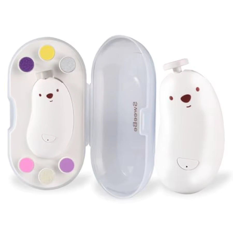 Electric Baby Nail File with Rechargeable Design for Gentle and Safe Nail Trimming Includes 6 Replaceable Grinding Heads Ideal