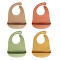4Pcs Silicone Baby Bibs, Soft Waterproof Feeding Bibs with Food Catcher Pocket, BPA Free Adjustable Bibs for Baby Boy and Girl(Yellow)