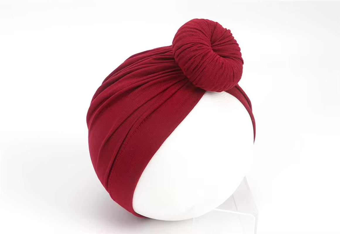 Unisex Baby Beanie Hat Pure Color High Elastic Bow Knot Soft Turban Head Wrap Headbands Baby Boys and Girls Kids Headwear