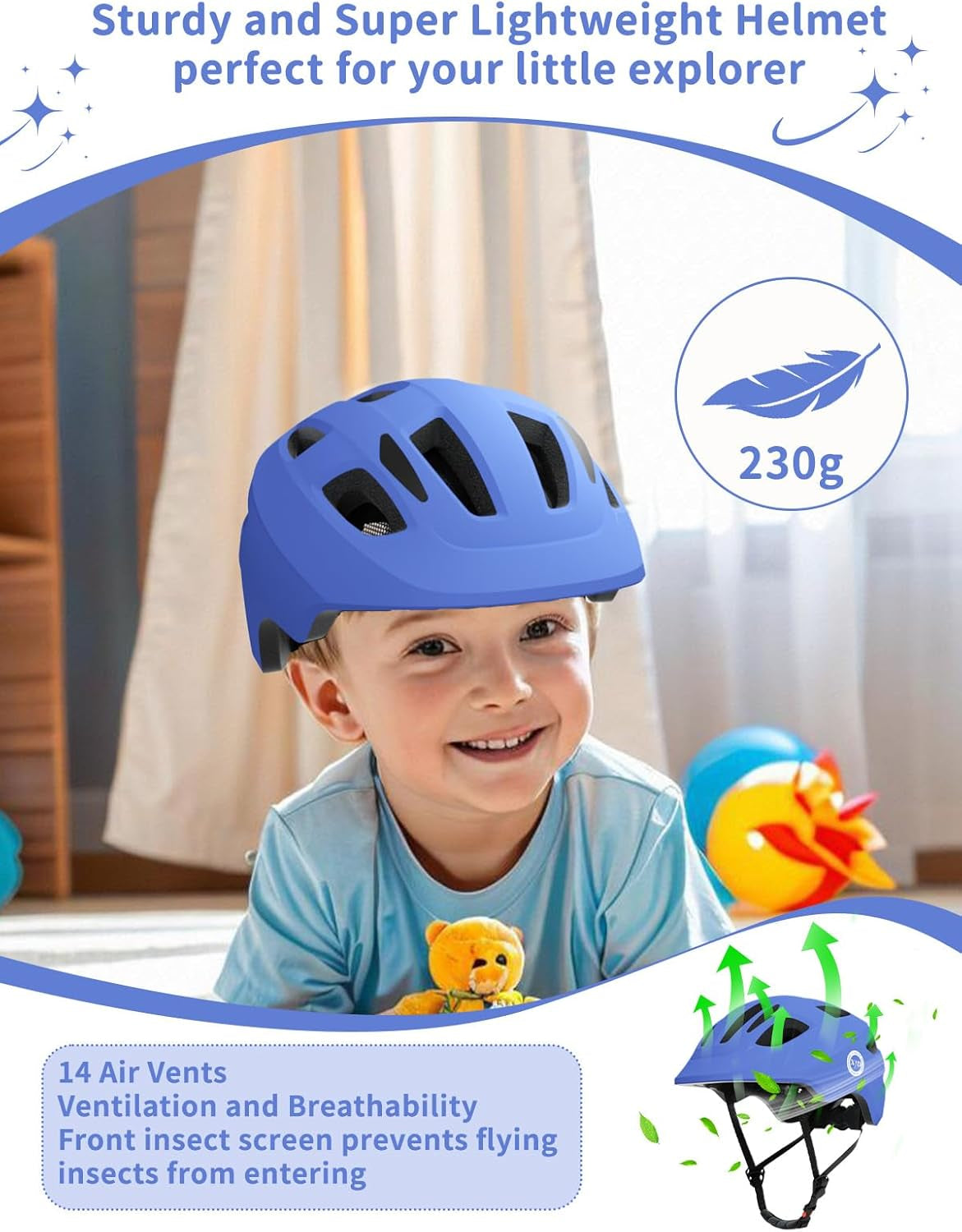 Toddler Helmet Kids Bike Helmet for Infant/Baby Multi-Sport Adjustable Skateboard for Kids Boys Girls Lightweight for Age 1 and Older