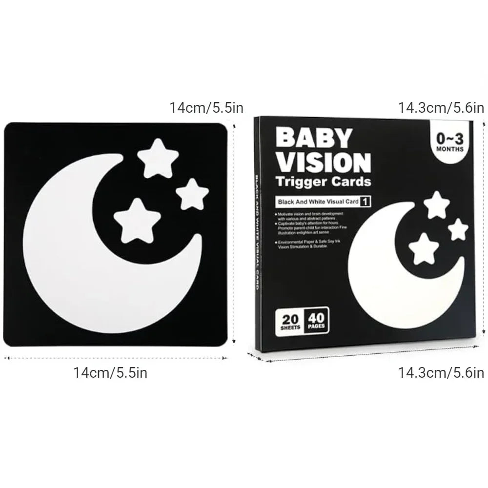 Montessori Baby Vision Stimulation Cards Black White High Contrast Card Stimulate Newborn Visual Early Educational Learning Toys