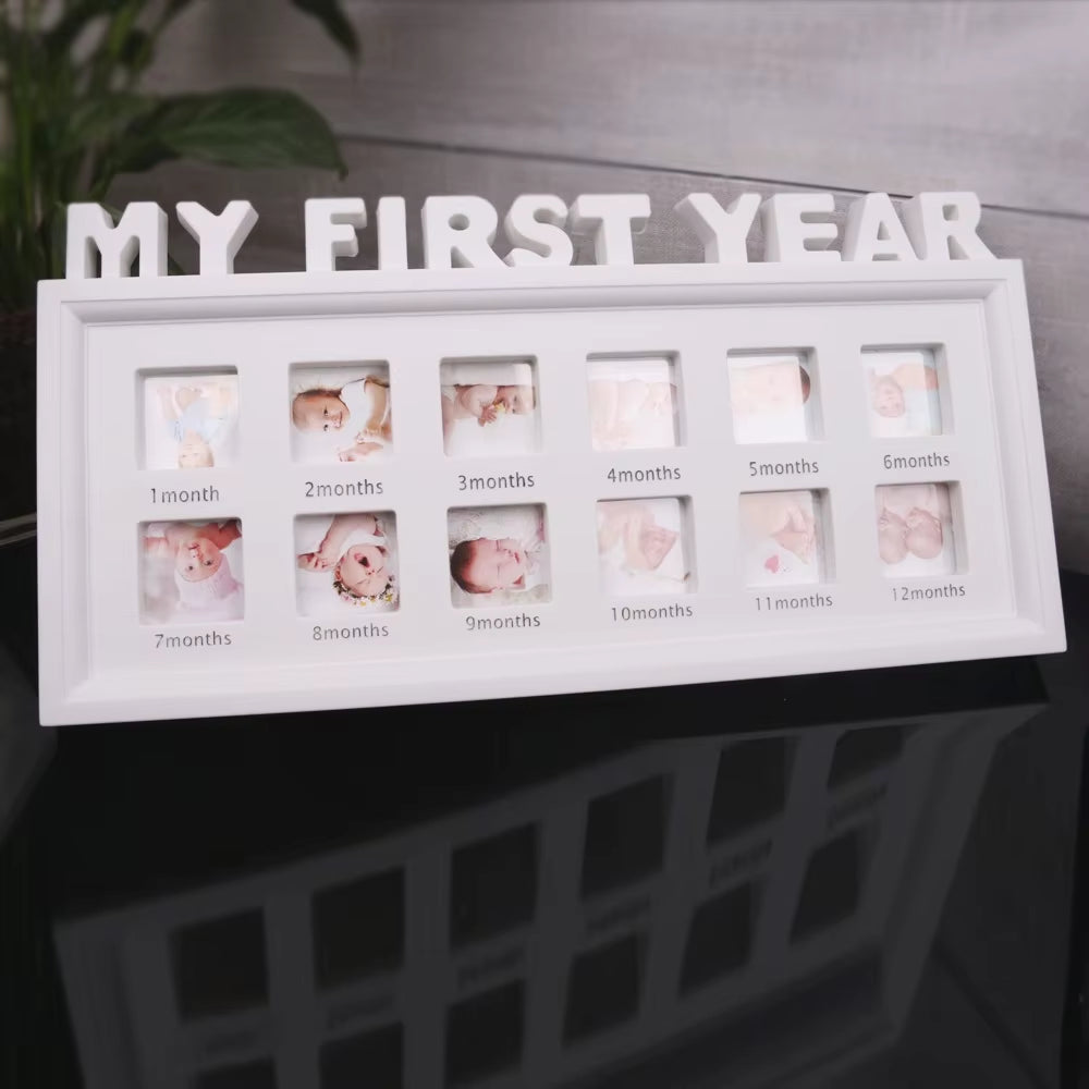 the First Year Baby Keepsake Picture Frame 0-12 Month Monthly Grownth Photo Frame Souvenirs Newborn Photography Props