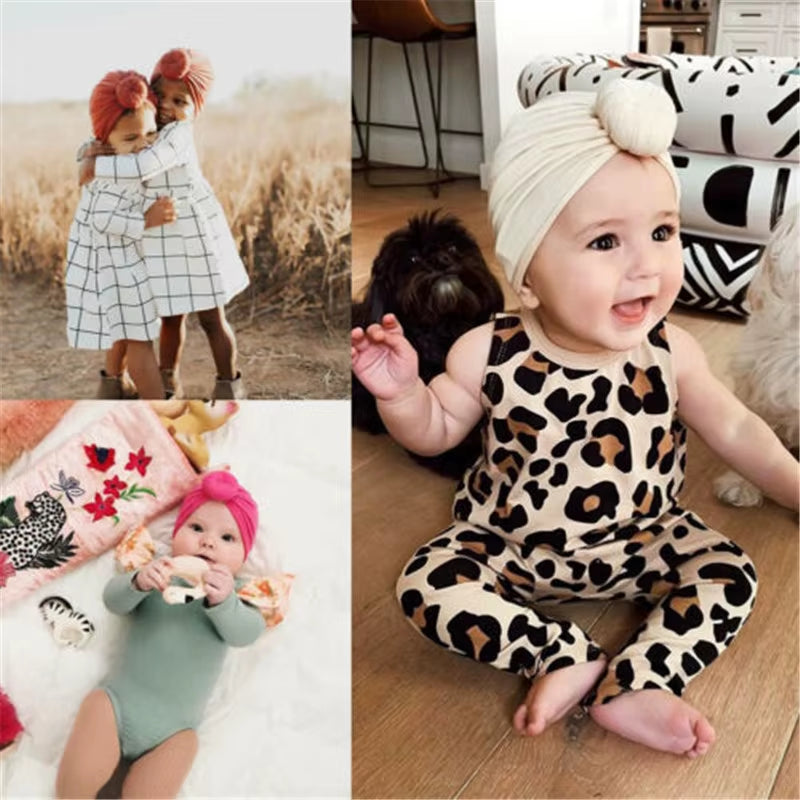Unisex Baby Beanie Hat Pure Color High Elastic Bow Knot Soft Turban Head Wrap Headbands Baby Boys and Girls Kids Headwear