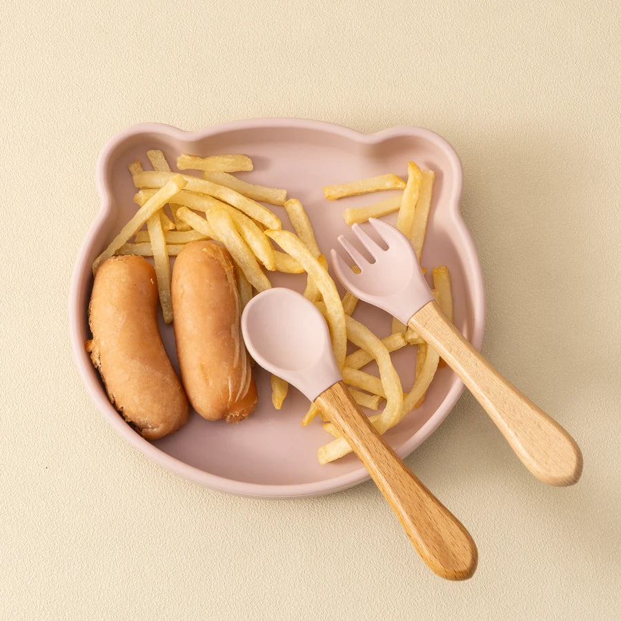 Dropshipping Silicone Baby Feeding Dishes Tableware for Kids Children Sucker Dishes Plate Toddle Training Spoon Baby Stuff