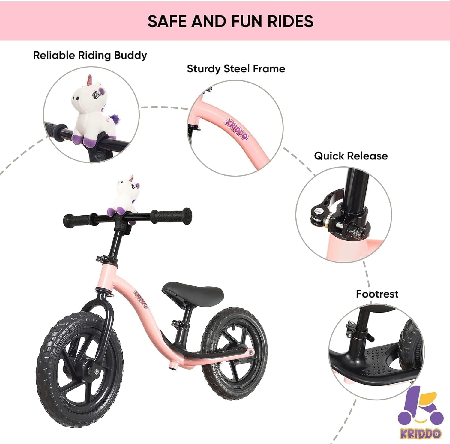 Toddler Balance Bike 2 Year Old, Age 24 Months to 5 Years Old, Early Learning Interactive Push Bicycle with Steady Balancing, Gift Bike for 2-5 Boys Girls, Pink